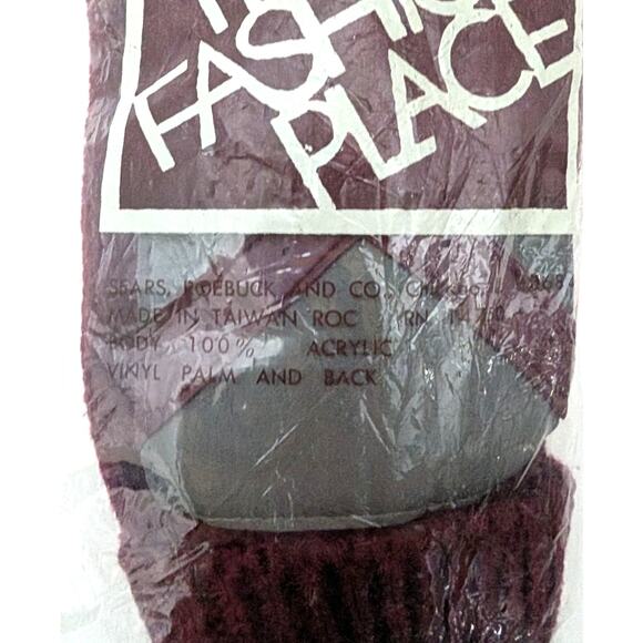 Vtg English Village Ladies Acrylic Knit Driving Gloves Gray Burgundy M/L Sears - Picture 8 of 8